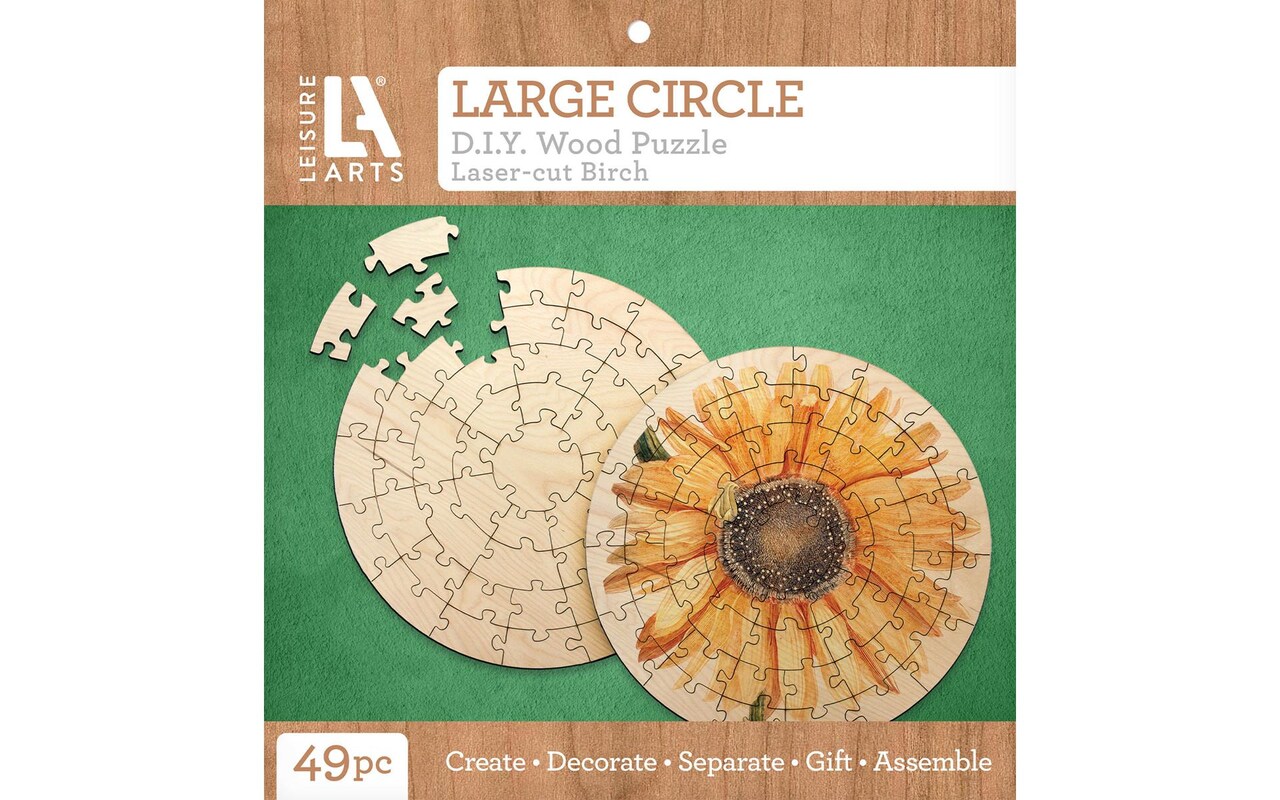 Leisure Arts Wood Puzzle Large Circle 49 pieces 12 Blank Puzzles